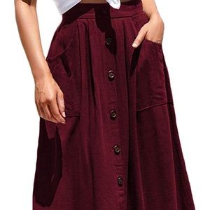 High Waisted Midi Skirt with Pockets